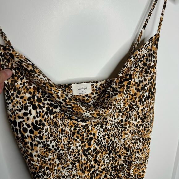 Aritzia Wilfred Animal Print Silky Slip Dress Cinched Sides Size Small - Picture 4 of 6